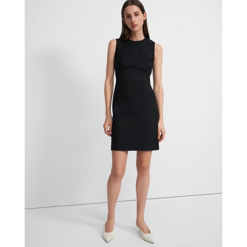Theory Sleeveless Fitted Dress in Good Wool - Black